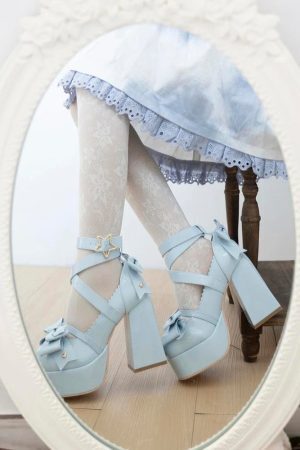Coquette Bow Star Buckled Platform High Heels