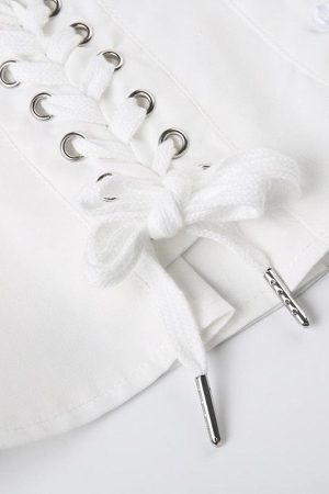 Coquette Cap Sleeve Lace Up Top