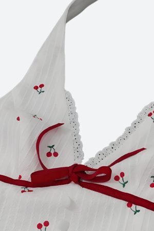 Coquette Cherry Halter Neck Mini Dress