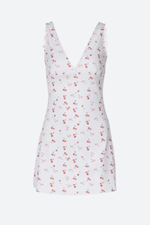 Coquette Cherry Plunge Neck Mini Dress