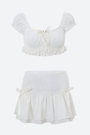 Coquette Crop Top & Mini Skirt Two Piece Set