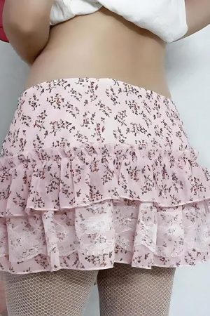 Coquette Floral Ruffled Mini Skirt