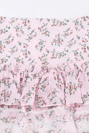 Coquette Floral Ruffled Mini Skirt