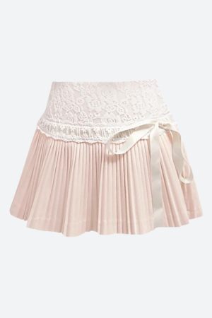 Coquette Lace Pleated Mini Skirt