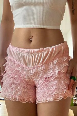 Coquette Lace Ruched Ruffled Shorts