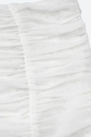 Coquette Lace Top & Ruched Mini Skirt Two Piece Set