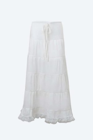 Coquette Lace Up Crop Top & Maxi Skirt Two Piece Set