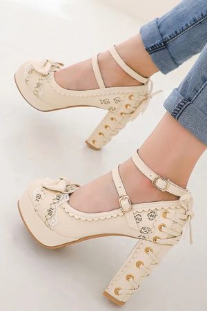 Coquette Lace Up High Heels