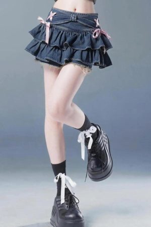 Coquette Low Rise Denim Mini Skort