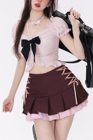 Coquette Mini Skirt With Top Two Piece Set