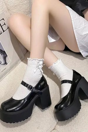 Coquette Platform Chunky Mary Jane Shoes