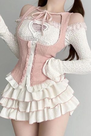 Coquette Top & Mini Skirt Two Piece Set