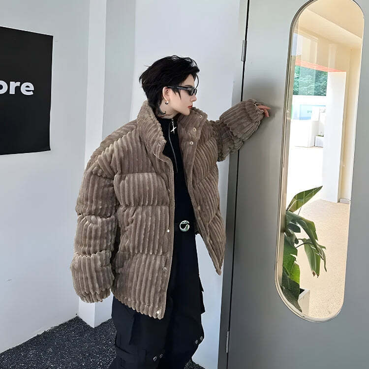 Corduroy Buttoned Puffer Jacket Corduroy Buttoned Puffer Jacket