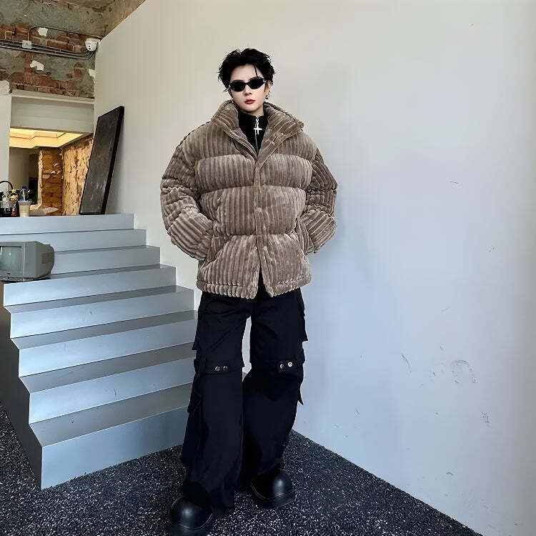 Corduroy Buttoned Puffer Jacket Corduroy Buttoned Puffer Jacket