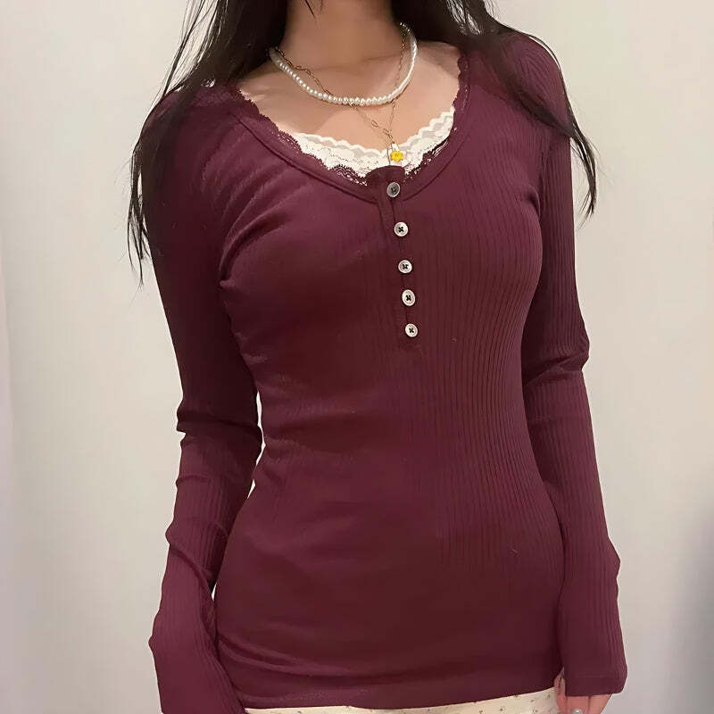 Corduroy Lace Trim Top Corduroy Lace Trim Top