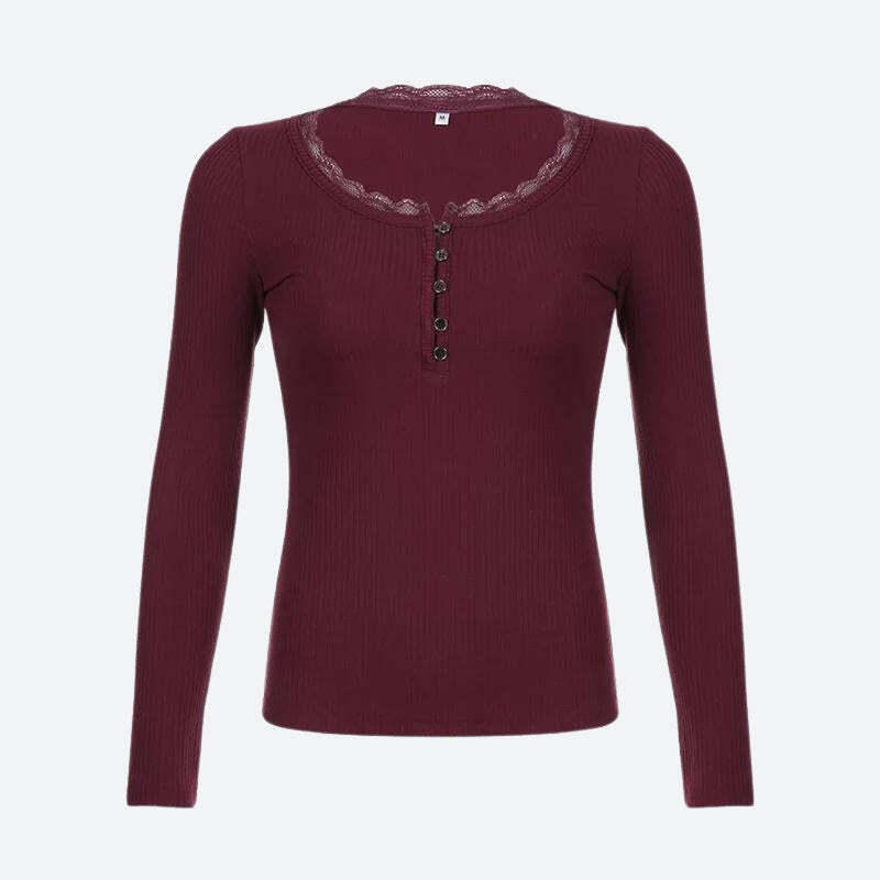 Corduroy Lace Trim Top Corduroy Lace Trim Top