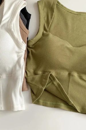 Corduroy Square Neck Crop Top