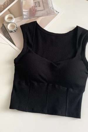 Corduroy Square Neck Crop Top