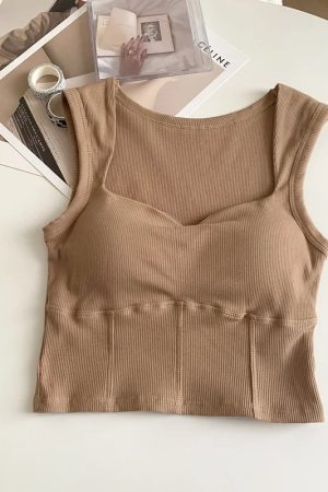Corduroy Square Neck Crop Top