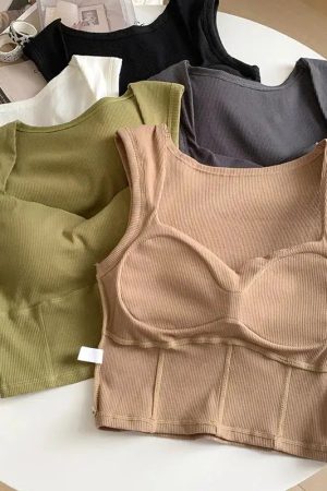 Corduroy Square Neck Crop Top