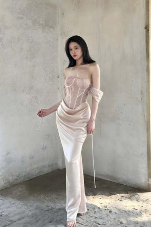 Corset Satin Maxi Dress