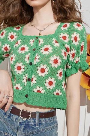 Cottagecore Floral Crochet Cardigan