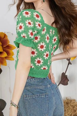 Cottagecore Floral Crochet Cardigan