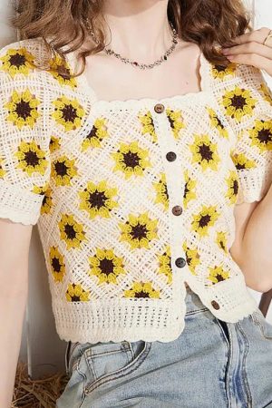 Cottagecore Floral Crochet Cardigan