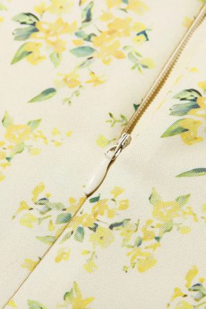 Cottagecore Floral Plunge Neck Mini Dress