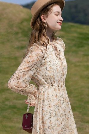 Cottagecore Lace Detailed Floral Midi Dress