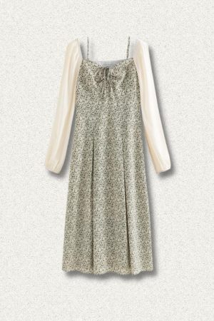 Cottagecore Shirt Sleeve Floral Midi Dress