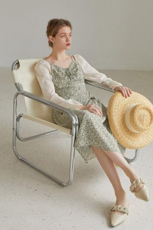 Cottagecore Shirt Sleeve Floral Midi Dress