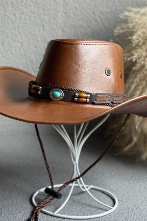 Cowgirl Adjustable Faux Leather Western Hat
