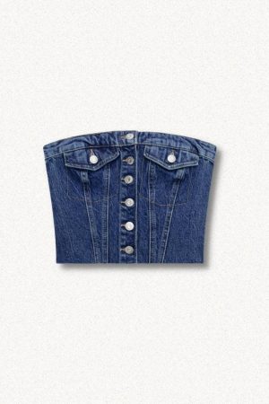 Cowgirl Button Up Denim Tube Top