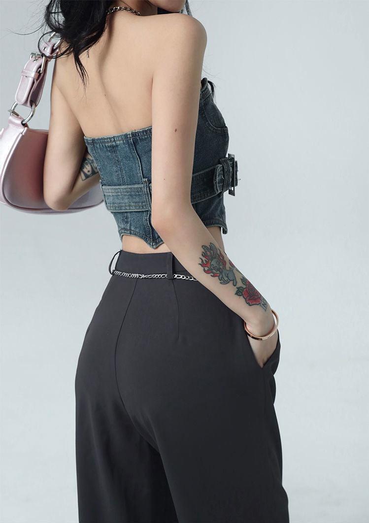 Cowgirl Crop Denim Tube Top Cowgirl Crop Denim Tube Top