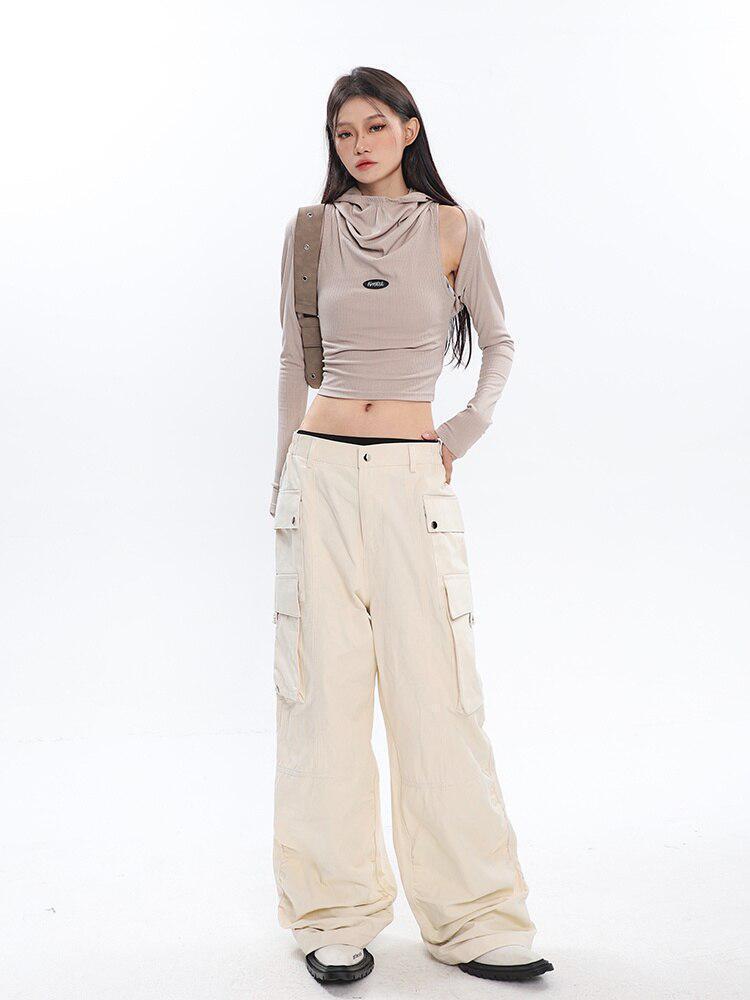 Cowl Collar Cut-Out Crop Top Cowl Collar Cut-Out Crop Top