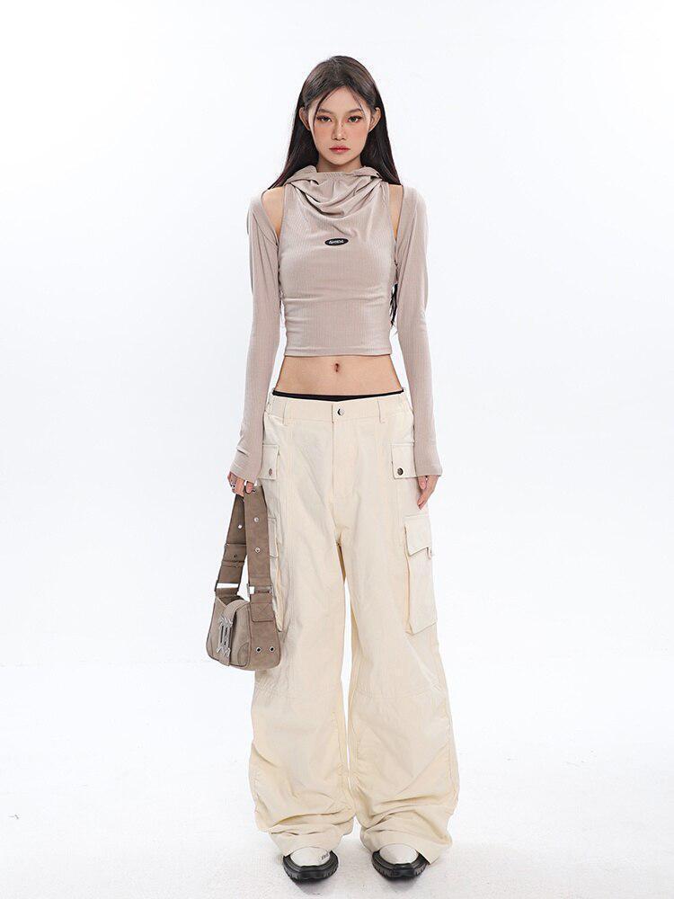 Cowl Collar Cut-Out Crop Top Cowl Collar Cut-Out Crop Top
