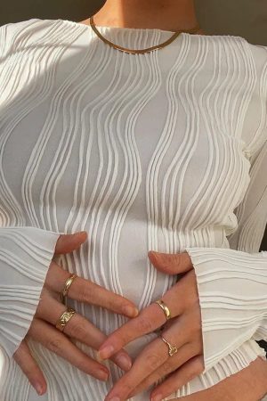 Crinkle Long Sleeve Top