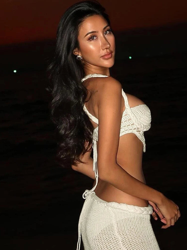 Crochet Crop Top & Maxi Skirt Two Piece Set Crochet Crop Top & Maxi Skirt Two Piece Set