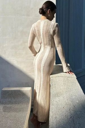 Crochet Distressed Maxi Dress