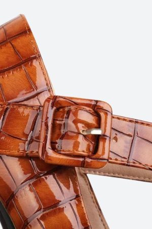 Crocodile Square Toe Platform High Heels