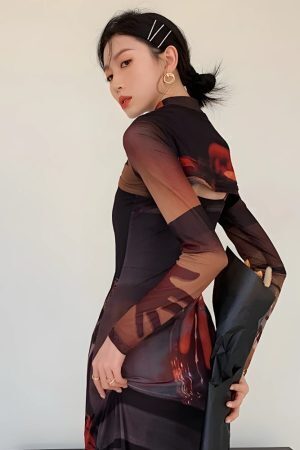 Crop Top & Mesh Midi Dress Two Piece Set