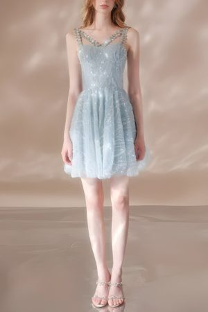 Crystal Strap Sequin Mini Dress