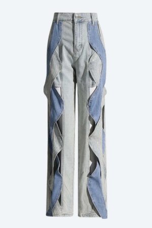 Cut Out Patch Denim Jeans