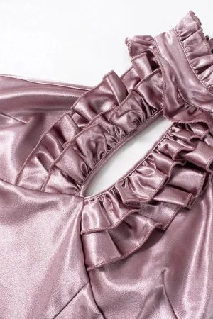 Cut Out Ruffled Halter Neck Top