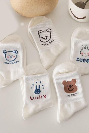 Cute Kawaii Patterned Socks 5 Pairs