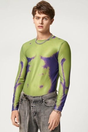 Cyberpunk Abstract Painting Mesh Top