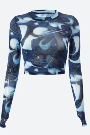 Cyberpunk Blue Aura Sheer Top