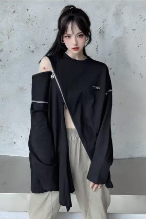 Cyberpunk Cross Zip-Up Top