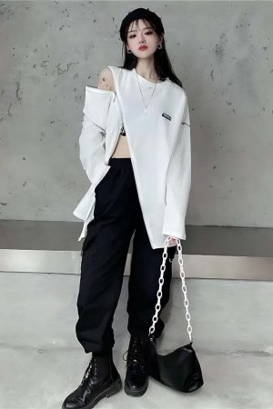 Cyberpunk Cross Zip-Up Top